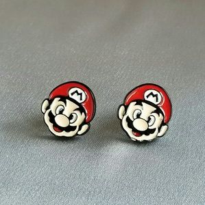 New Super Mario in red hat stud earrings